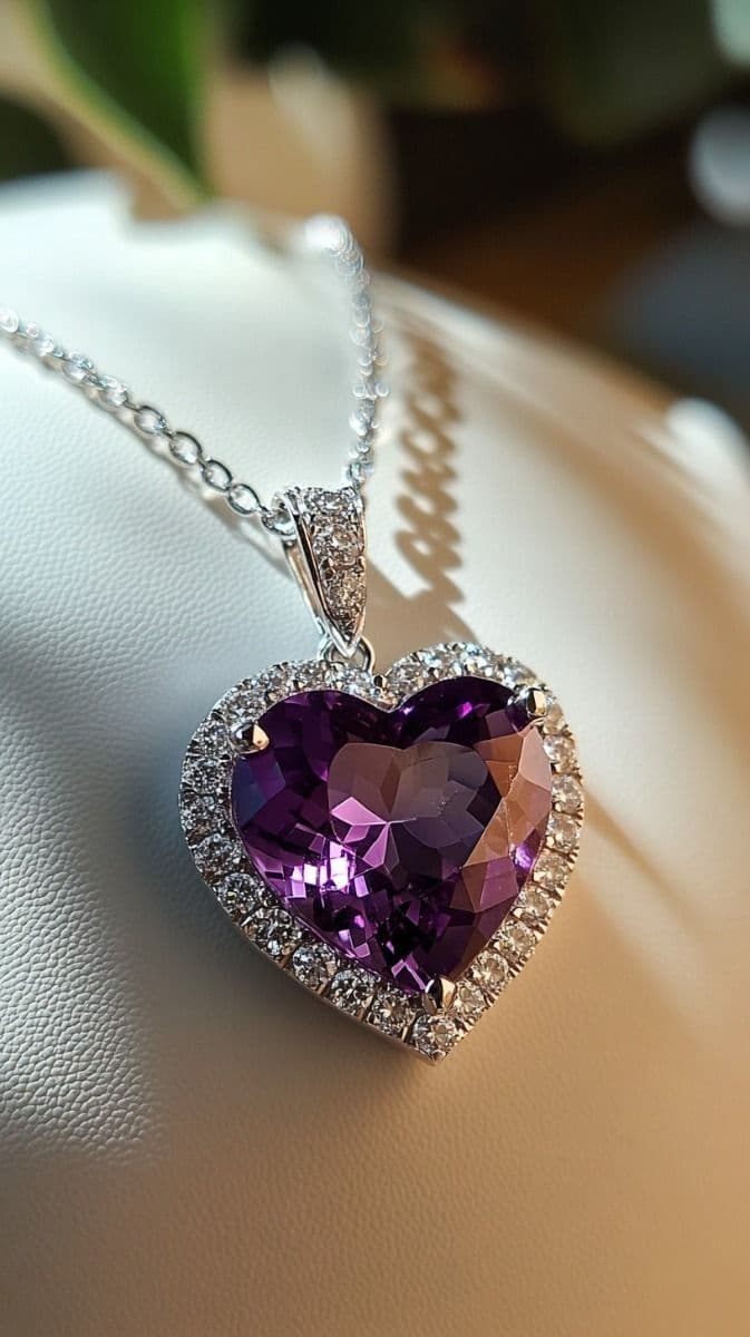Royal Amethyst Heart Pendant Necklace